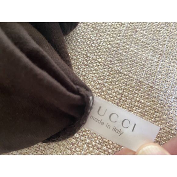 GUCCI Shoe Cotton Dust Bag Brown Gold Print Drawstring Italy - Picture 5 of 6